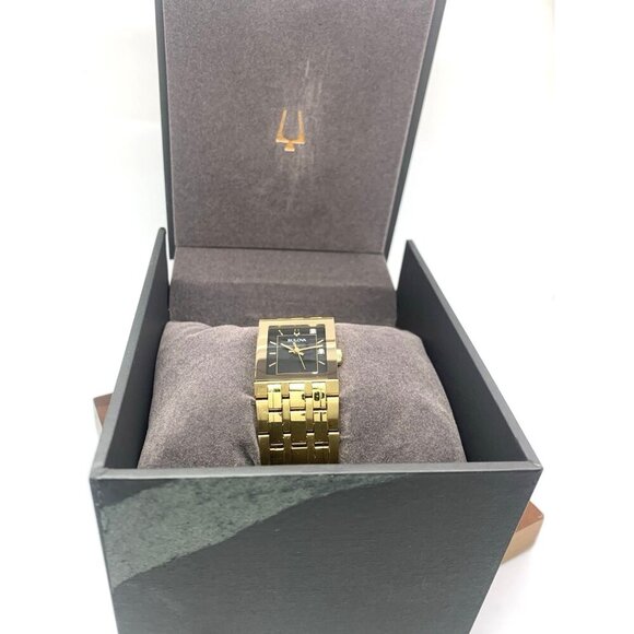 Bulova x Marc Anthony Women\'s Watch 97P167 Quadra Quartz Diamond Gold Steel Tank main image 2